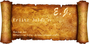 Erlitz Jolán névjegykártya